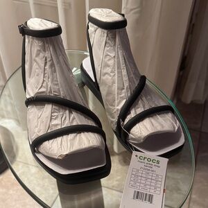 CROCS Women's Black and White Ankle Strap Sandals